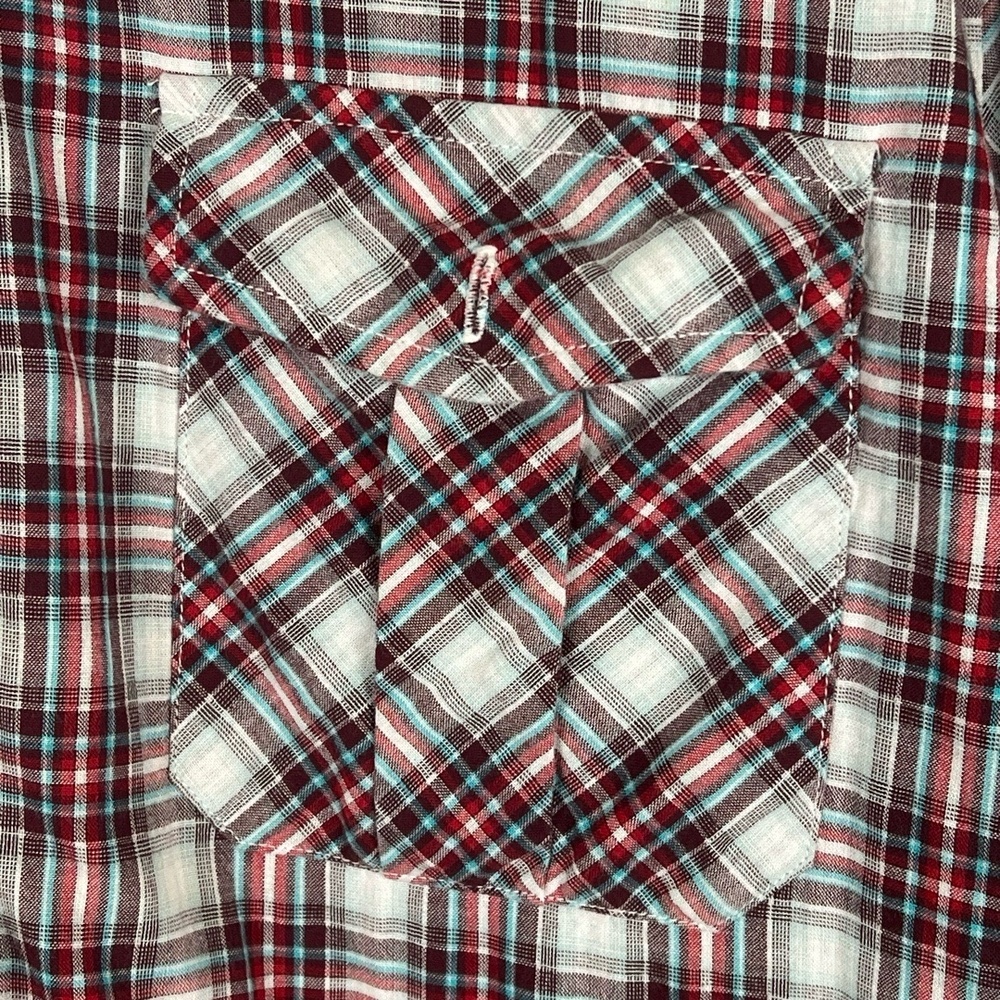 PENDLETON Large Red White Turquoise Plaid Deck Shirt Lined Classic Lumberjack - Picture 6 of 12